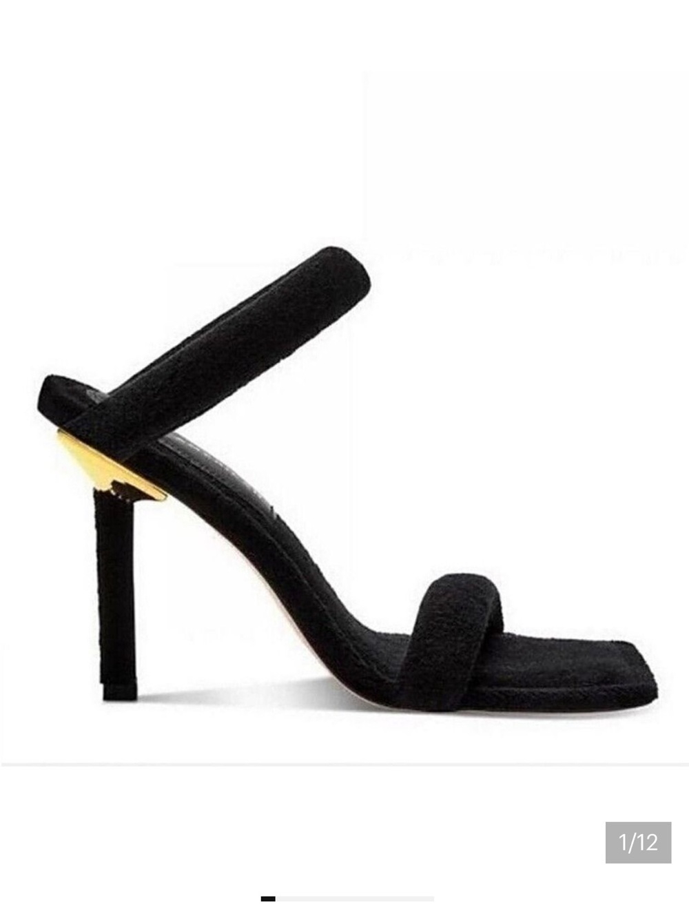 Good American Women's Heels Kick Stand Heel Black Terry Cloth Sz 10.5 Shoes NIB